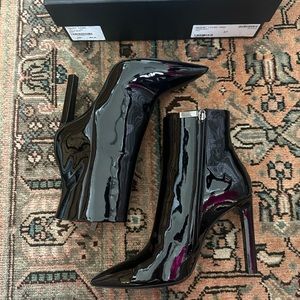Saint Laurent Patent Stiletto Bootie with Box Black Size 37